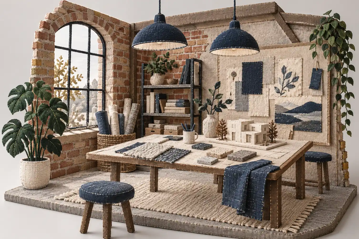 Illustration of interior businesses and their working space